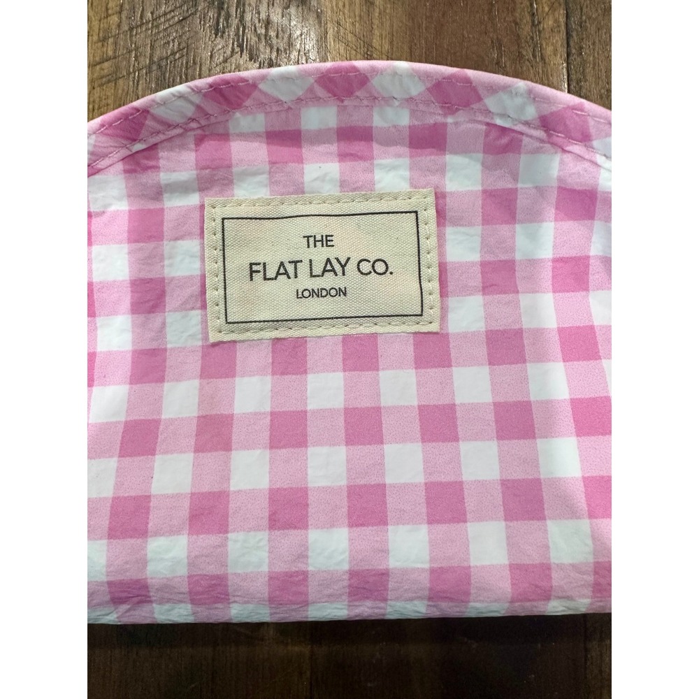 The Flat Lay Co London Pink Gingham Checkered Travel Makeup Bag Pouch FLCLP-PG